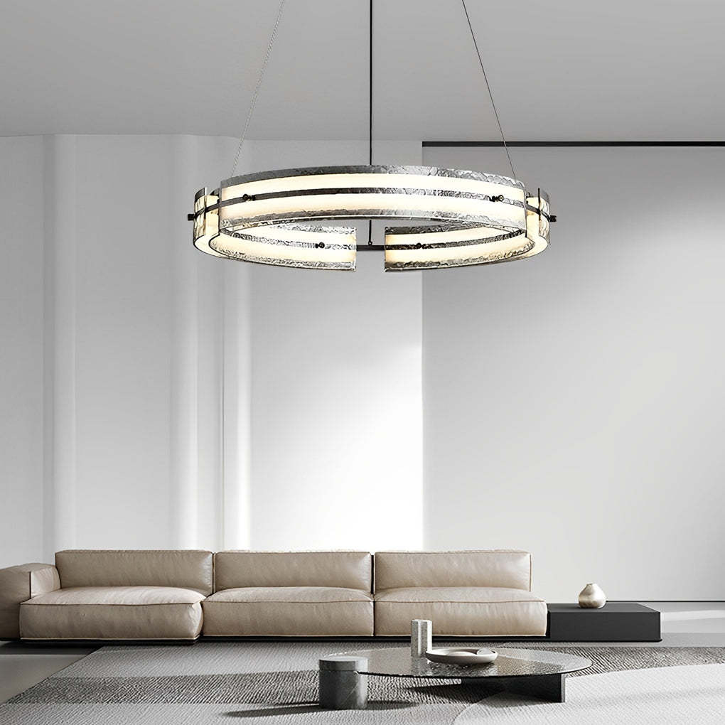 Circular Copper Glass Dimmable LED Nordic Chandelier
