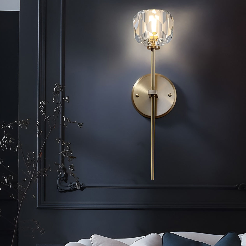 Ball-shaped LED Crystal Gold Postmodern Plug in Sconce Lighting Wall Lamp-Lighom