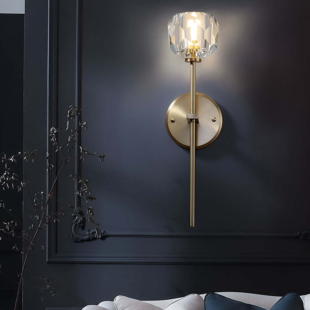 Ball-shaped LED Crystal Gold Postmodern Plug in Sconce Lighting Wall Lamp-Lighom
