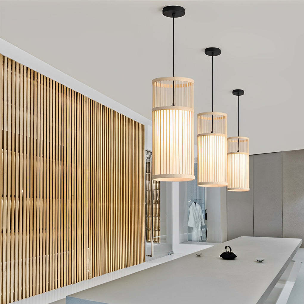 Minimalist Bamboo Hand-Woven LED Retro Pendant