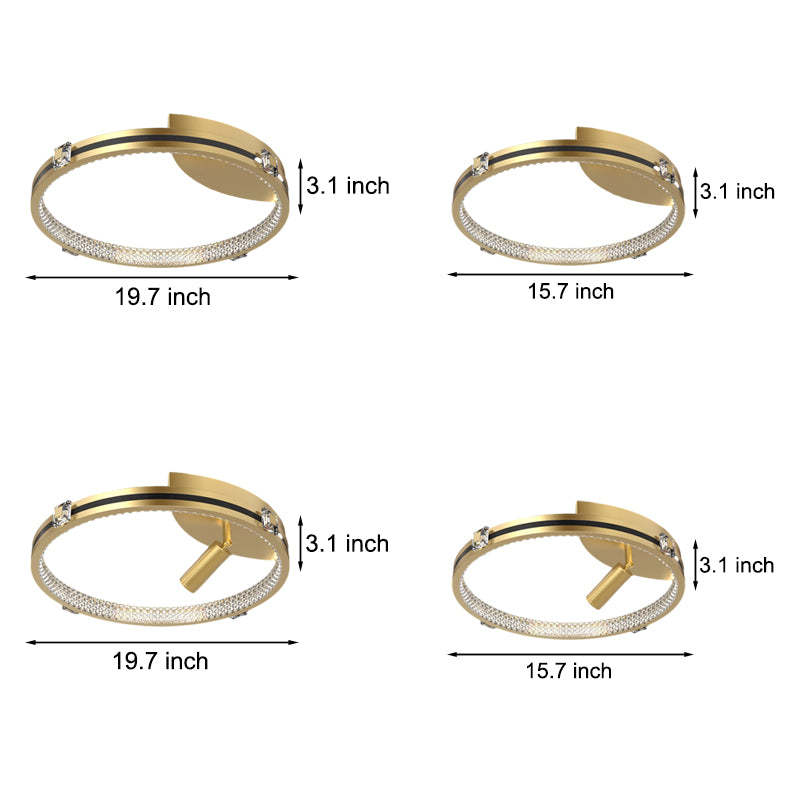 Ring 3-Step Dimming Crystal Modern Ceiling Light