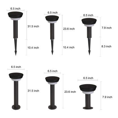 Modern Black Round LED Solar Outdoor Path Light with Stake - Garden Bollard Light-Lighom