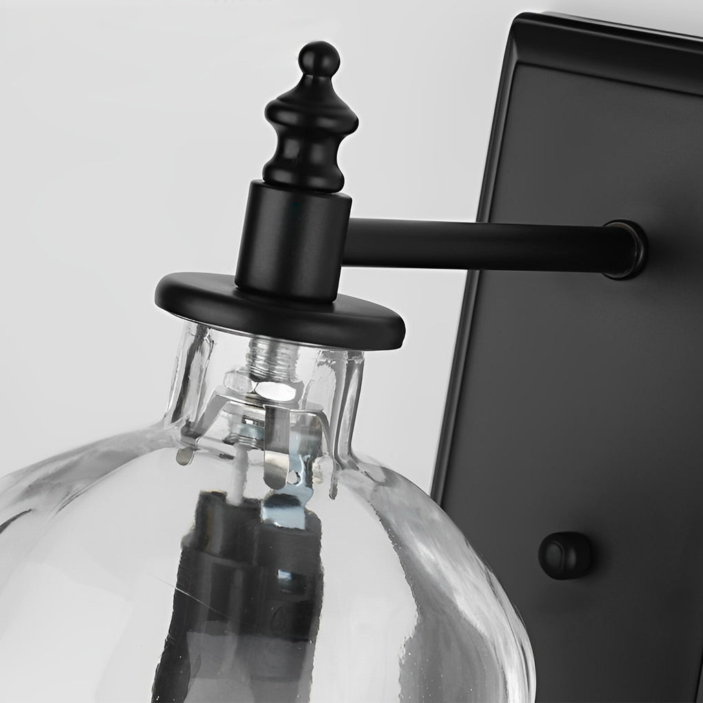 Retro Glass Skull Head LED Black Industrial Style Decorative Wall Lamp-Lighom