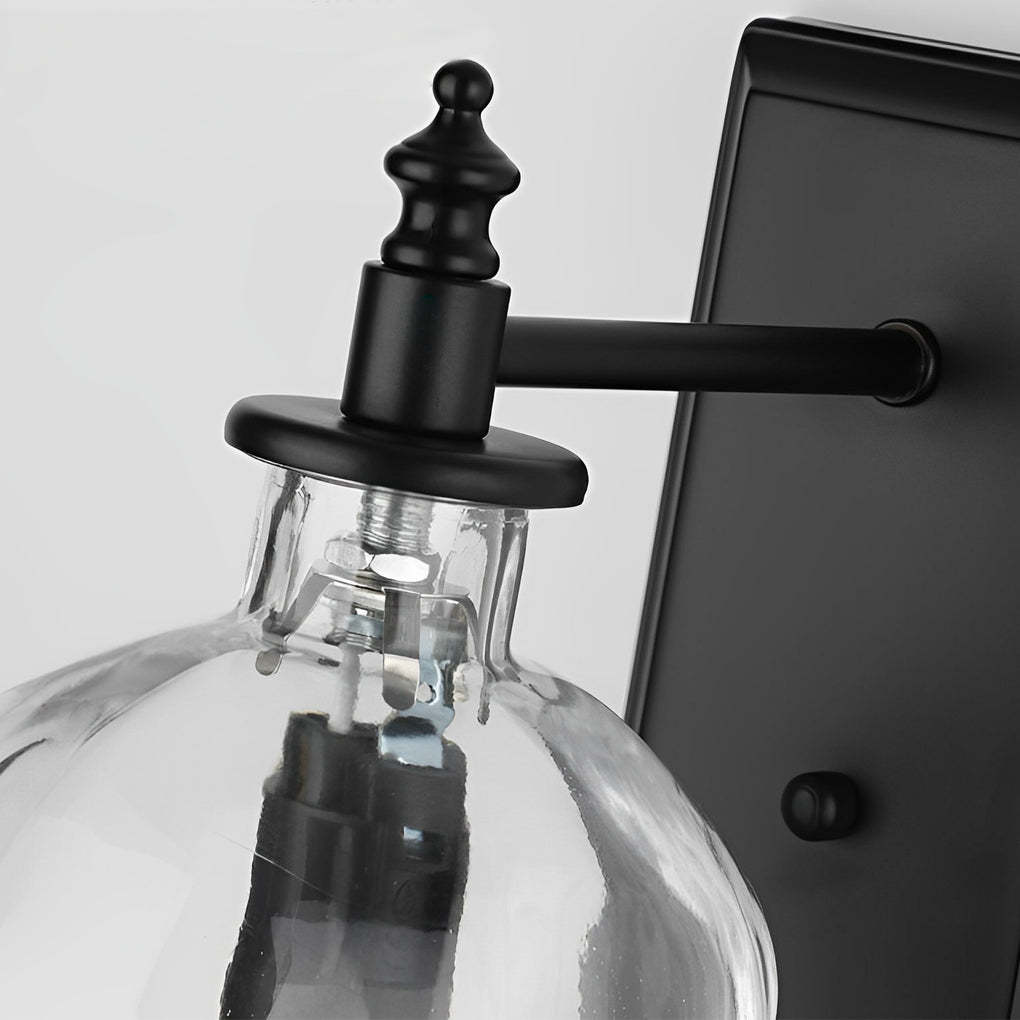 Retro Glass Skull Head LED Black Industrial Style Decorative Wall Lamp-Lighom