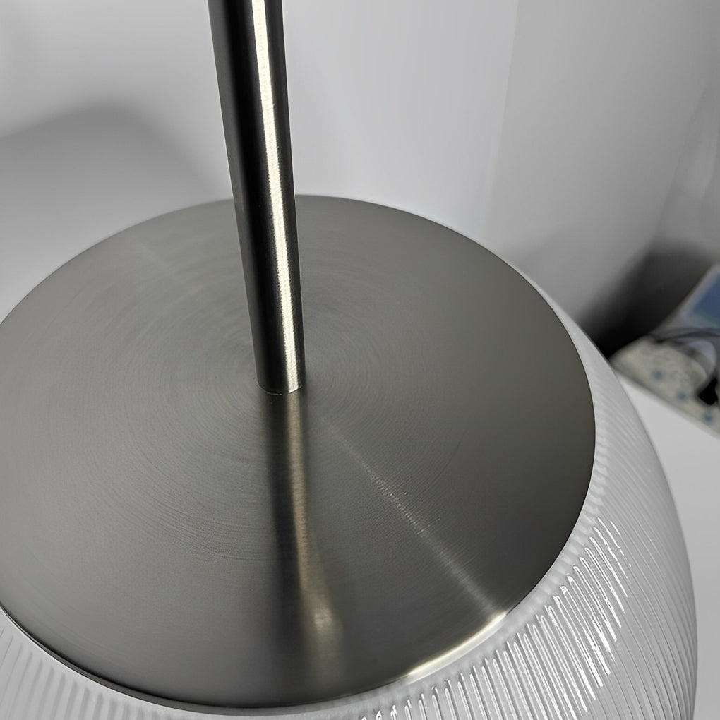 Ribbed Glass Bowl and Metal Italian Accent Table Lamps-Lighom