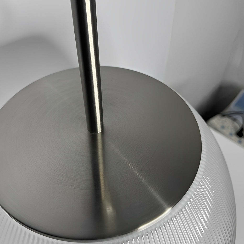 Ribbed Glass Bowl and Metal Italian Accent Table Lamps-Lighom