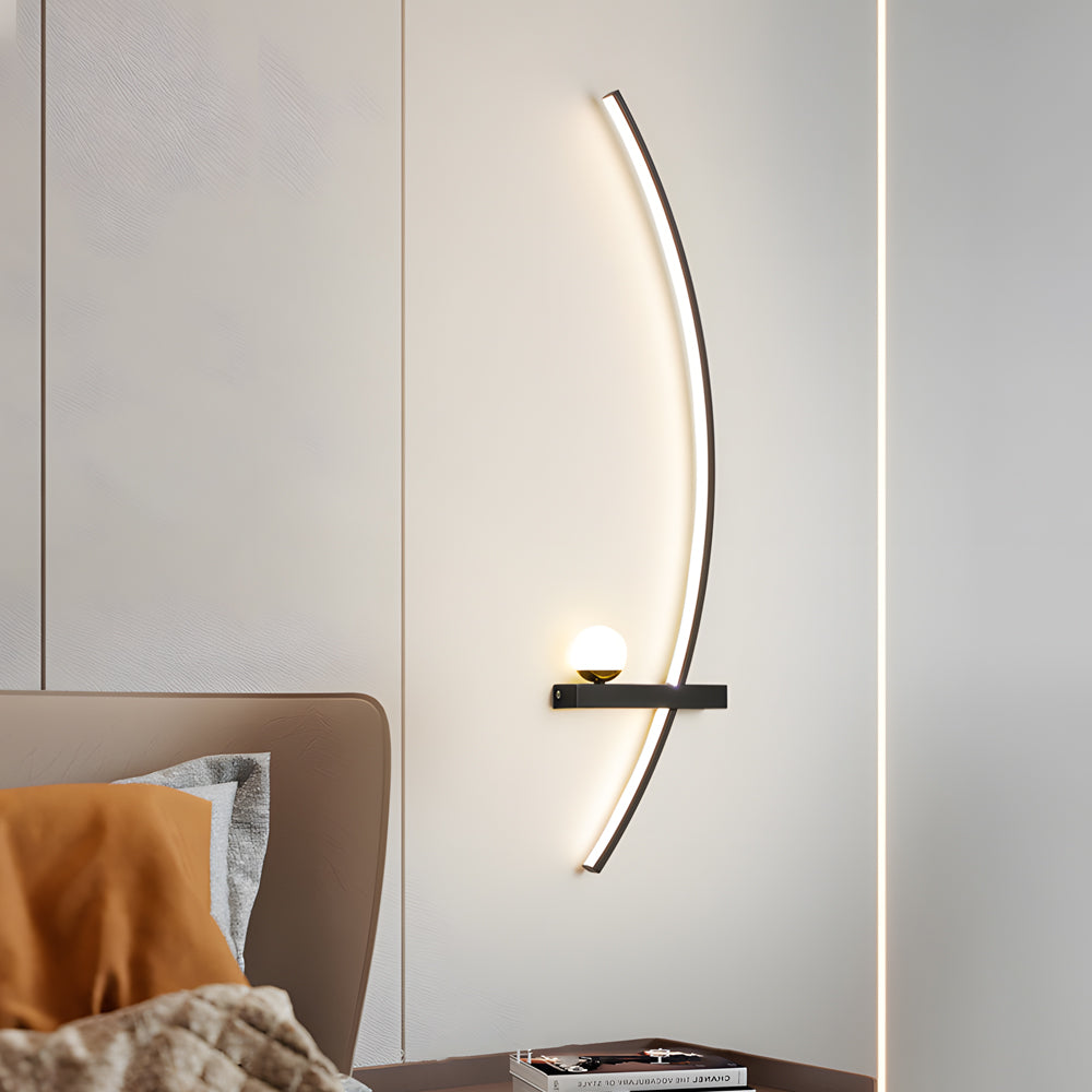 Curved Strip Dimmable LED Wall Sconce — Left / Warm White