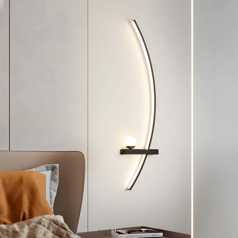 Curved Strip Dimmable LED Wall Sconce — Left / Warm White