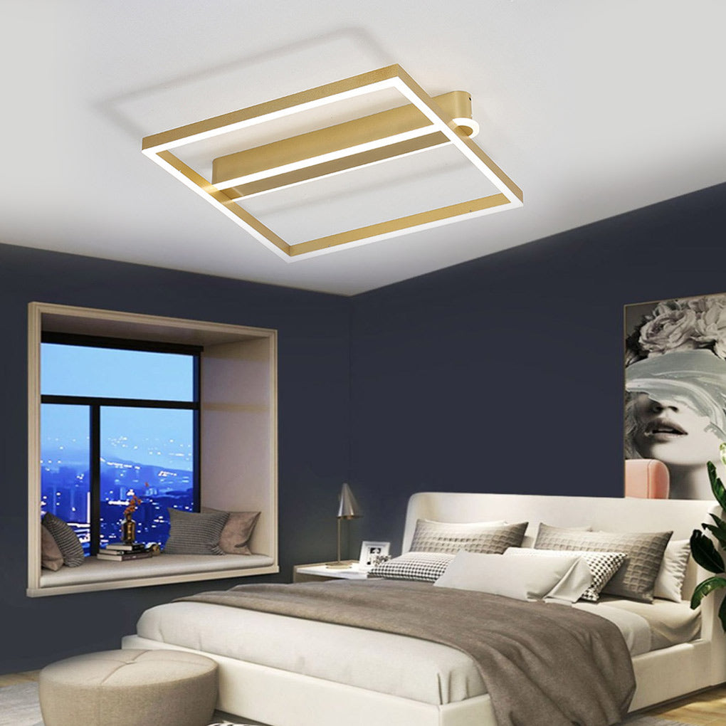 Square Double Frame Metal Aluminum LED Nordic Ceiling Light