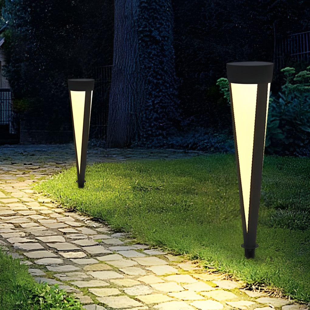 Round Gray Modern LED Solar Outdoor Lawn Lamp