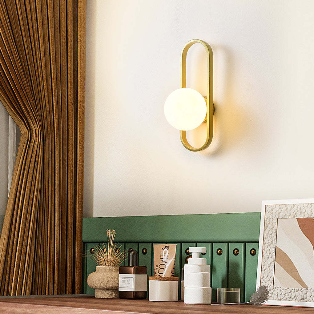 Creative Glass Shade Elliptical Iron Modern Wall Lights Fixture Wall Lamp-Lighom