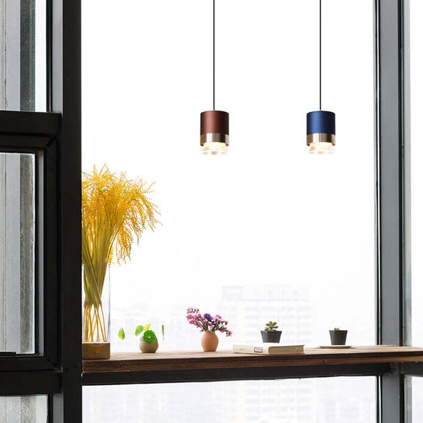 Nordic Cylindrical Aluminum Acrylic LED Pendant Light — Black / White Light (5000K) / 110V-120V For US/CA