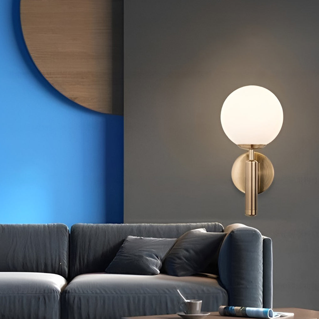 White glass ball wall sconces - modern — Matte Black