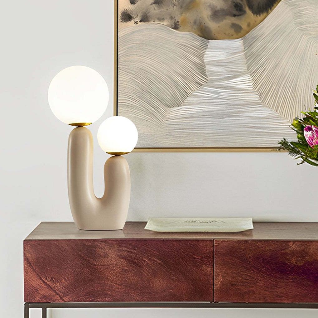2-Light Modern Beige Cactus LED Accent Lamp