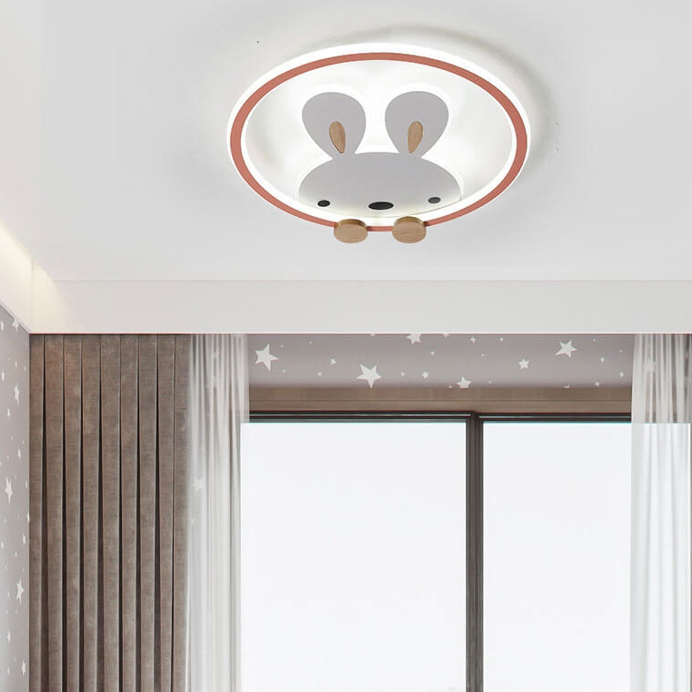 Modern Cartoon Rabbit LED Flush Mount Light