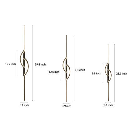 Strip Stepless Dimming Black Modern Wall Lamp — Warm White
