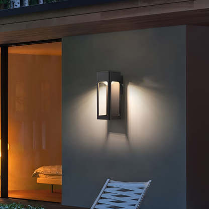 Rectangular IP65 Waterproof 12W LED Black Modern Outdoor Wall Lamp Sconces-Lighom