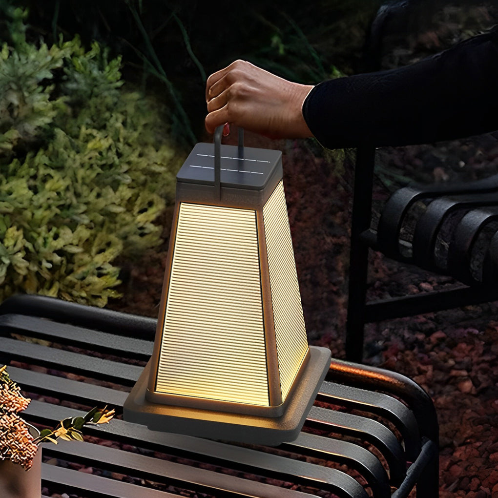 Square Black Modern Portable Solar Outdoor Lantern