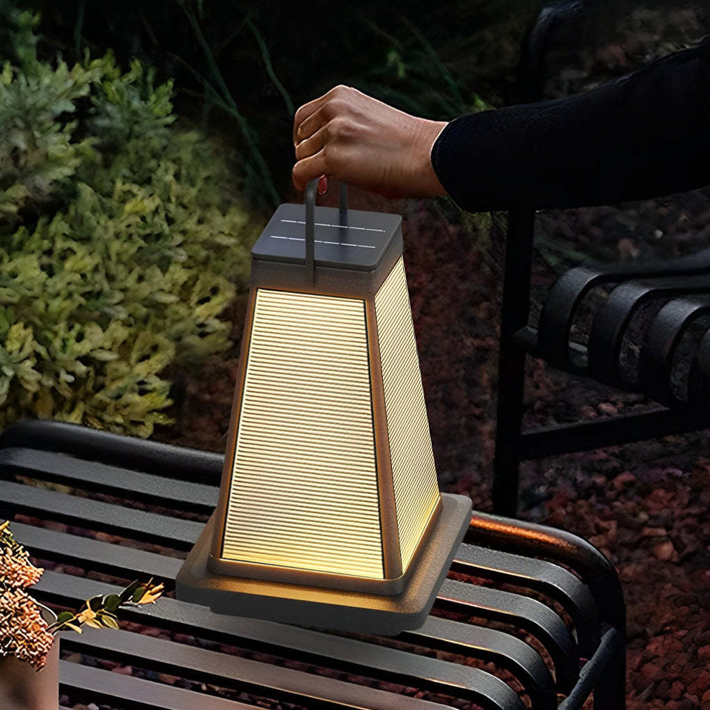 Square Black Modern Portable Solar Outdoor Lantern — Solar / Milky White