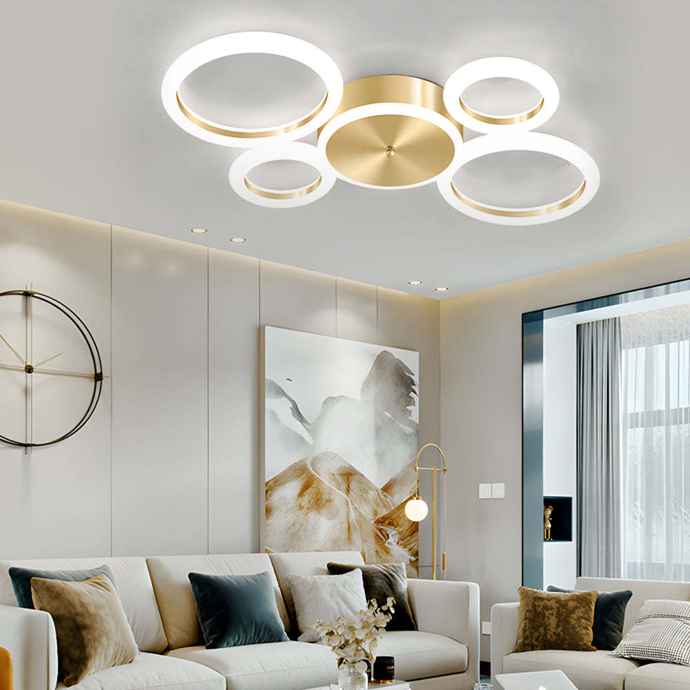Modern Gold LED Flush Mount Ring Ceiling Light