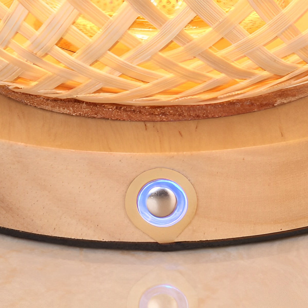 Rustic Portable Woven Bamboo Lantern Lamp