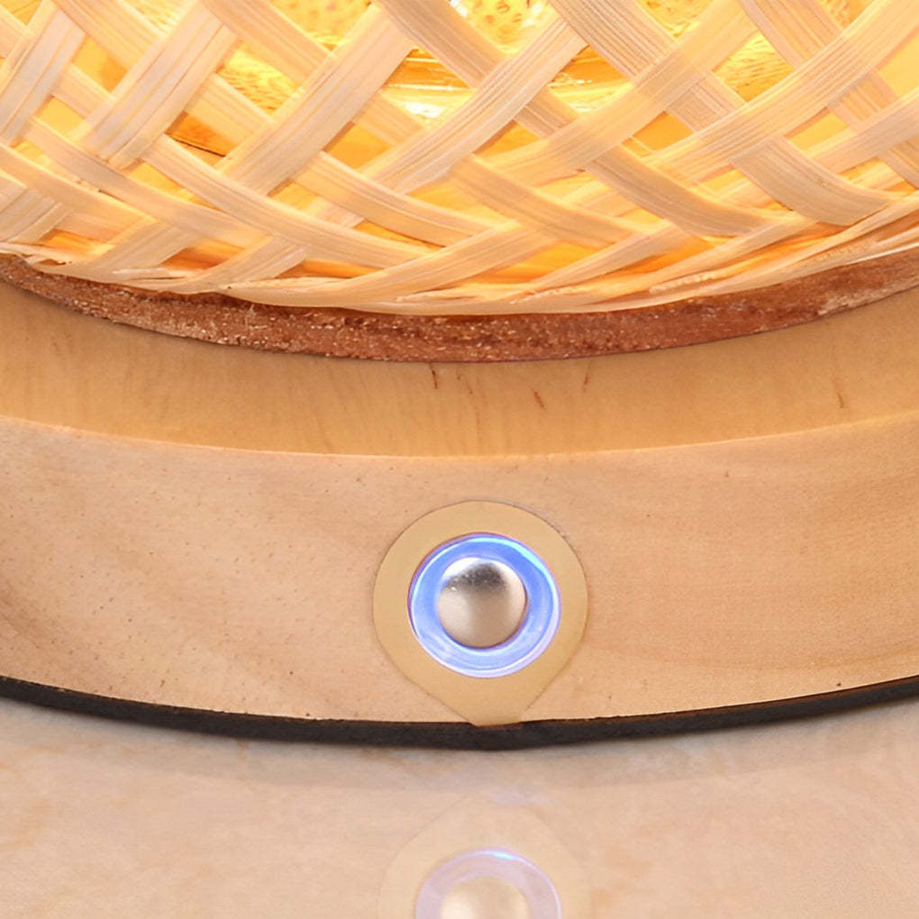 Rustic Portable Woven Bamboo Lantern Lamp