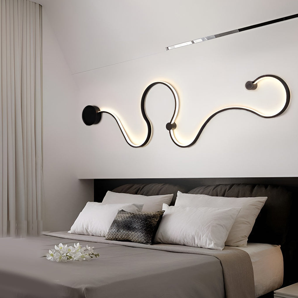 Creative Long Curved Linear LED Modern Wall Sconce Lighting Wall Light Wall Lamp-Lighom