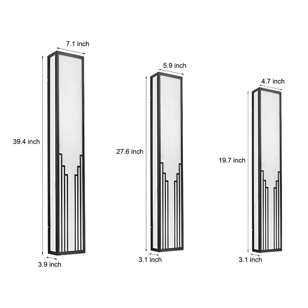 Rectangular Resin Strip Black Modern Outdoor Wall Light