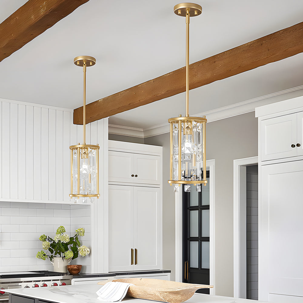 Round Iron Frame Crystal Modern Chandelier