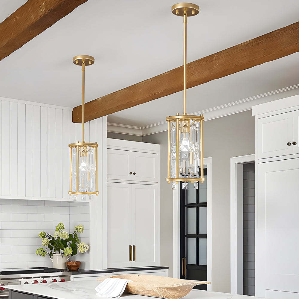 Round Iron Frame Crystal Modern Chandelier