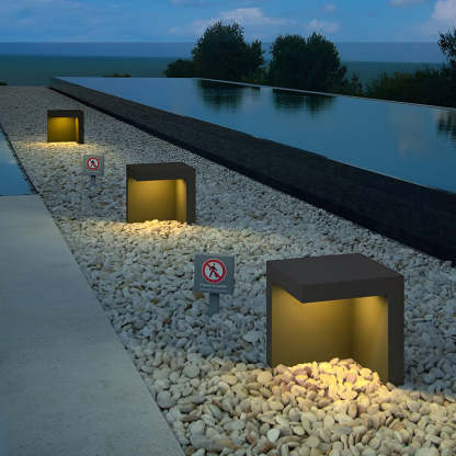 Half-Cut Rectangular Fixture Modern Outdoor Path Light in Gray, LED 4.5W, IP54 Waterproof-Lighom