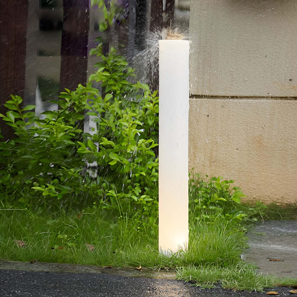 White Cylindrical Modern Solar Lawn Lamp Post