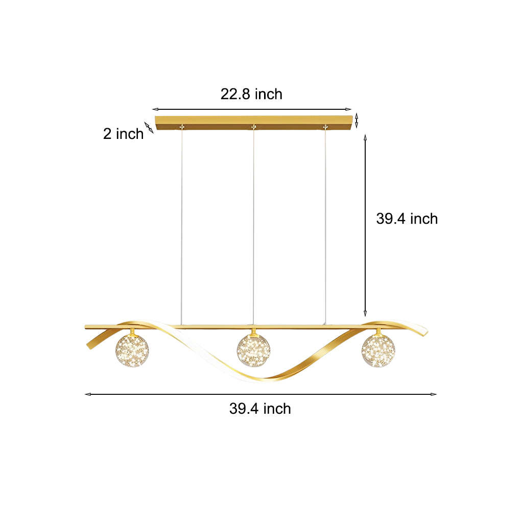 Long Wave Glass Ball 3-Step Dimming Nordic Dining Chandelier