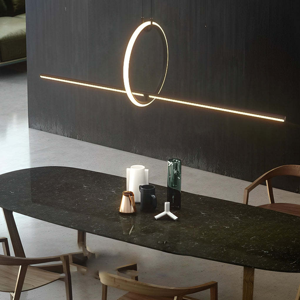 Long Strip Ring Dimmable Minimalist LED Chandelier