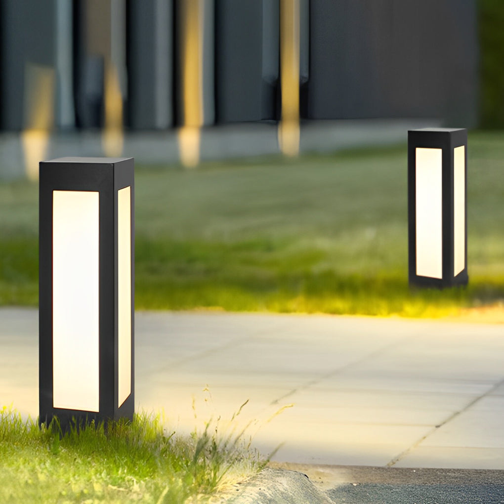 Modern Black Solar Bollard Waterproof LED Outdoor Light