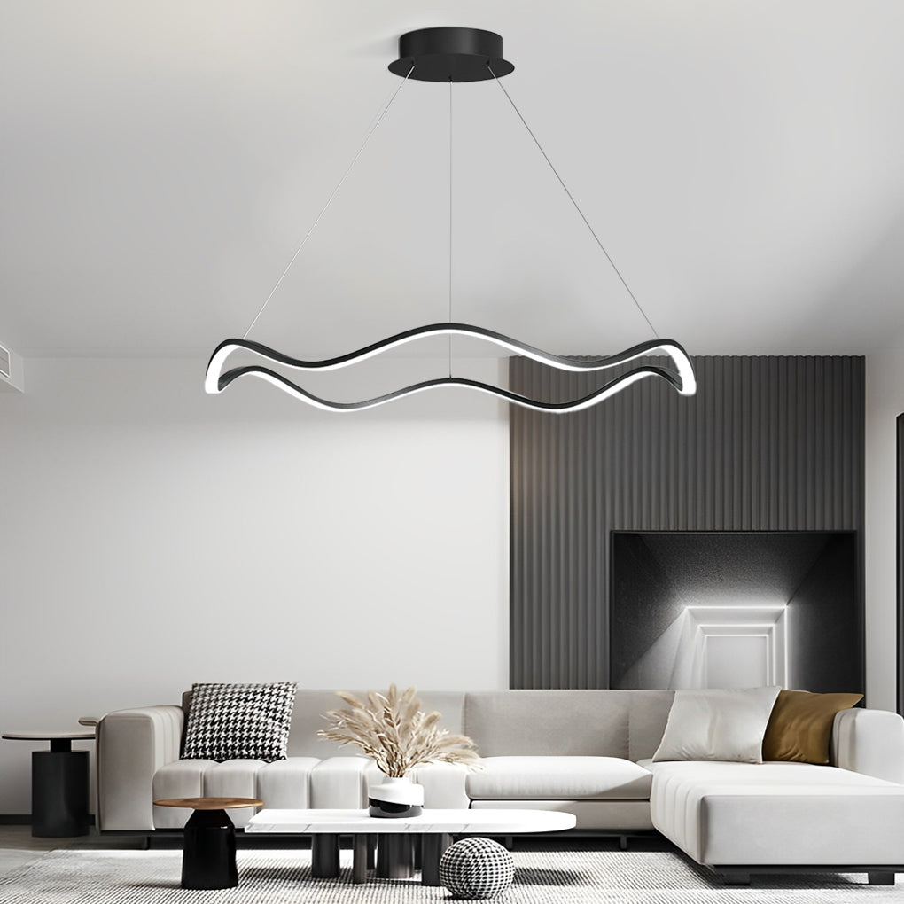 Circular Wavy LED Stepless Dimming Modern Pendant Chandelier