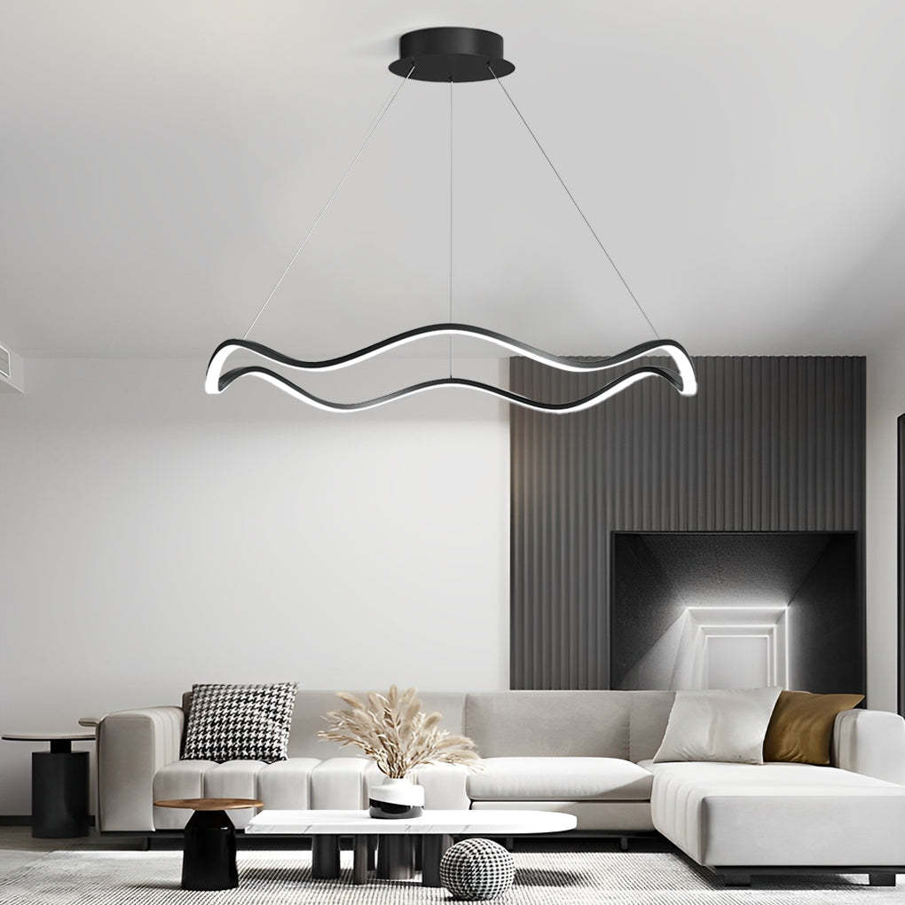 Circular Wavy LED Stepless Dimming Modern Pendant Chandelier