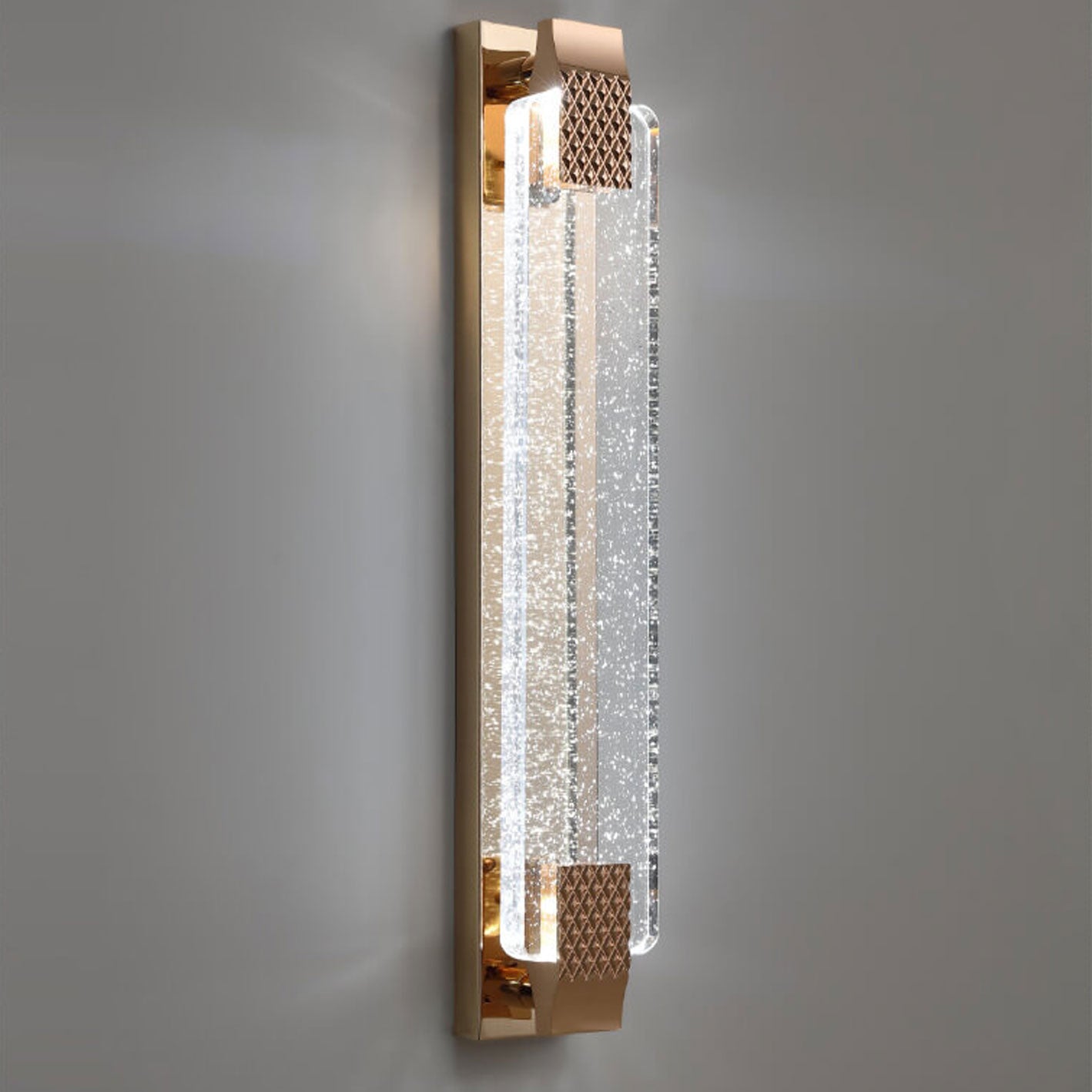 European Rectangular Bubble Crystal LED Sconce — 110V-120V For US/CA / Neutral Light (4000K)