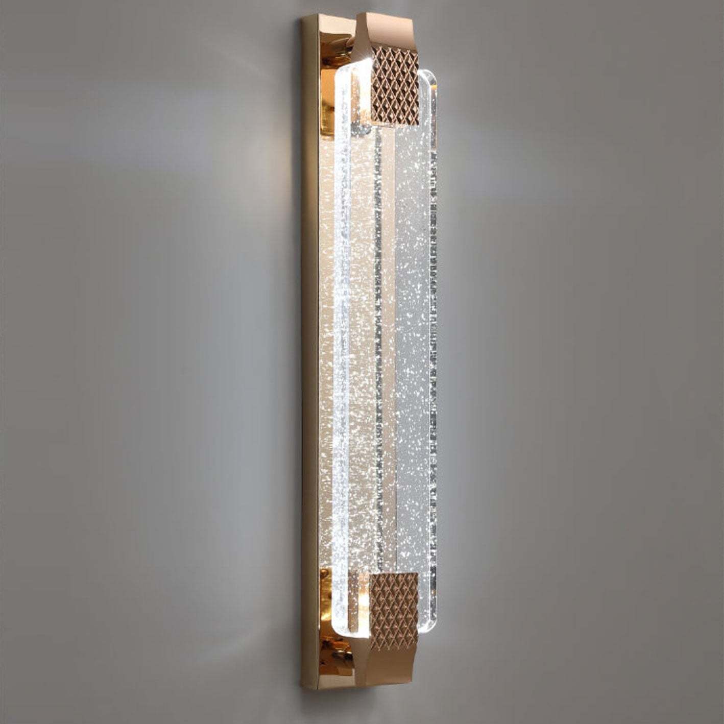 European Rectangular Bubble Crystal LED Sconce — 110V-120V For US/CA / Neutral Light (4000K)