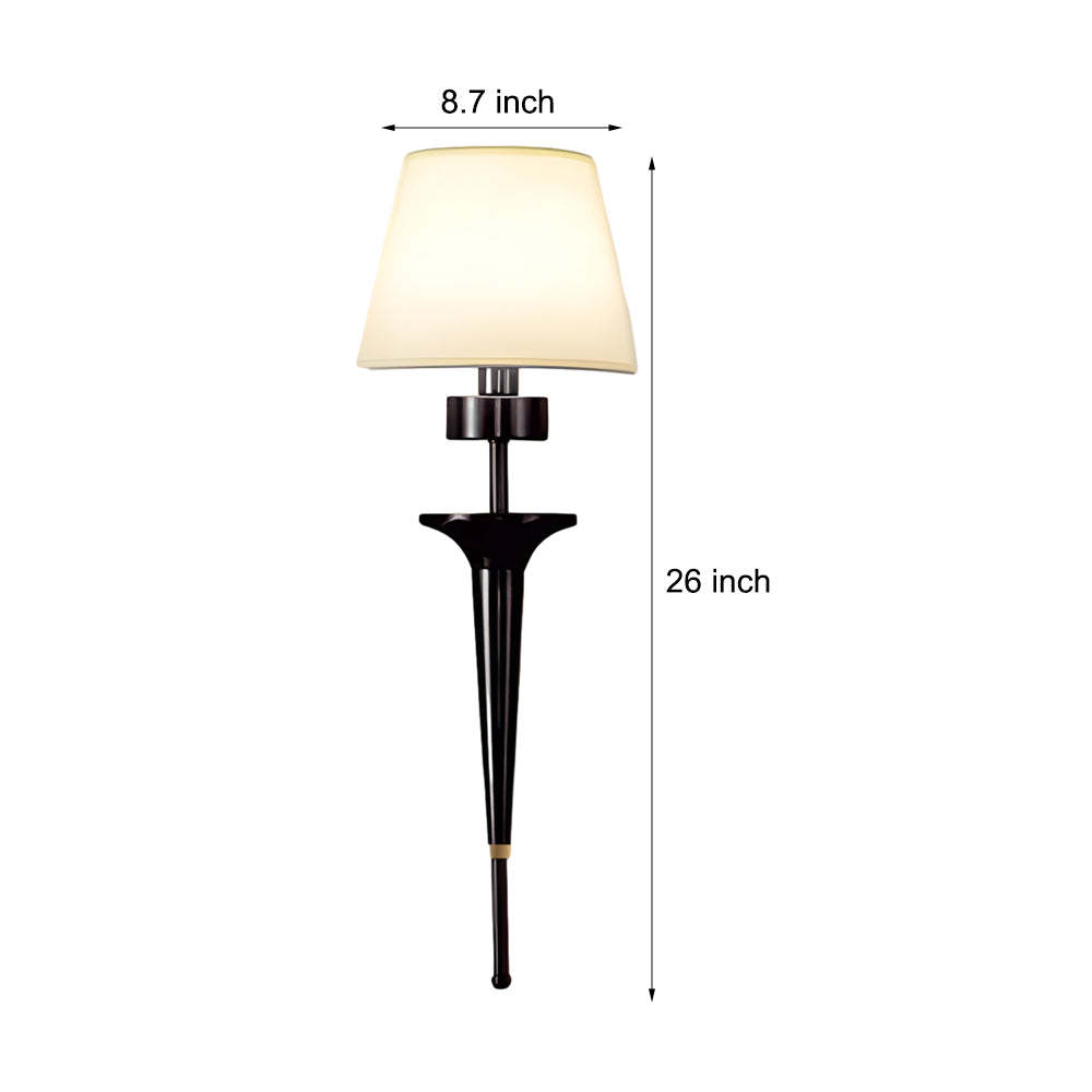 25.98-In H. Gold/Black Copper 1-Light American Wall Sconce with Fabric Shade-Lighom