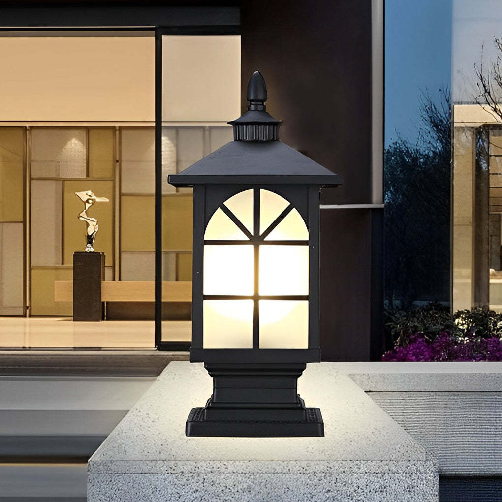 Retro Creative Waterproof Modern Outdoor Fence Post Lights Pillar Lamp-Lighom