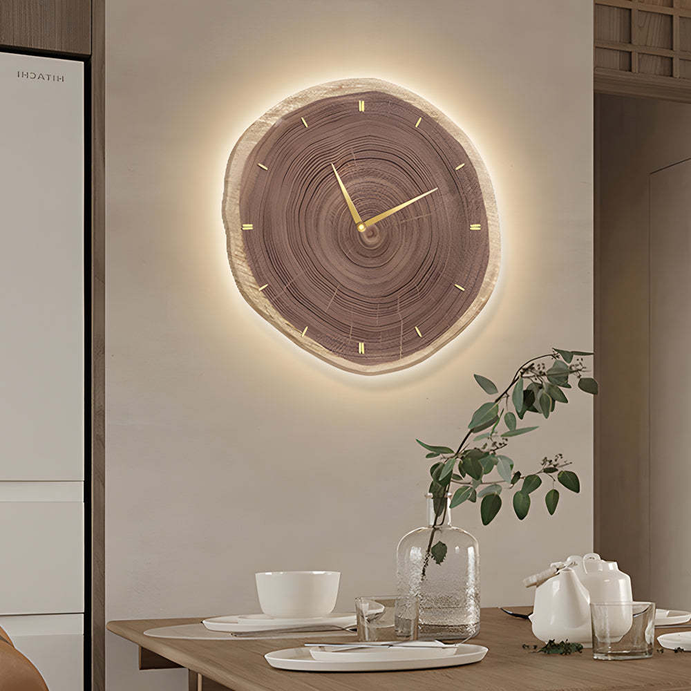 Rustic Wood Slice Clock with Remote