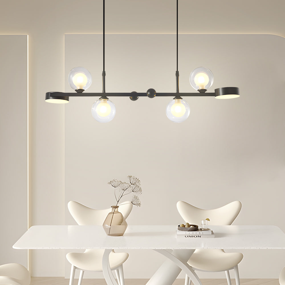 Dimmable Glass Ball LED Long Dining Chandelier
