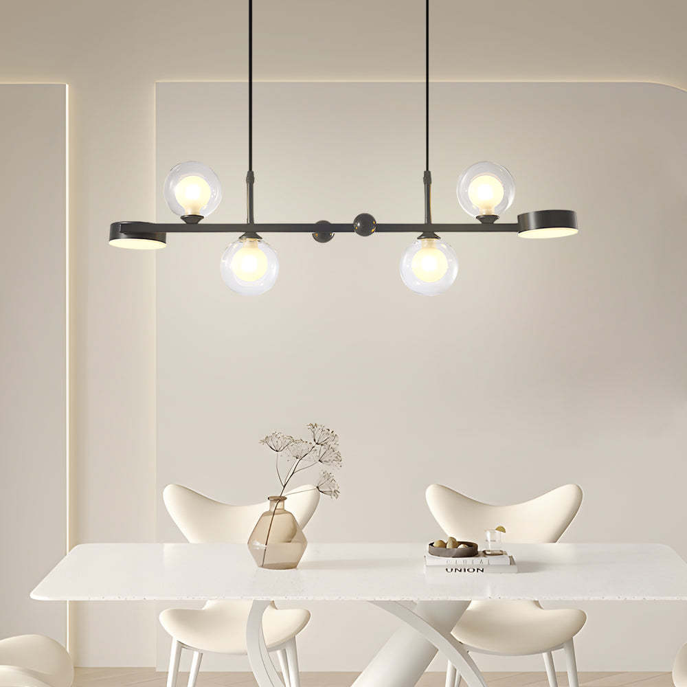 Dimmable Glass Ball LED Long Dining Chandelier