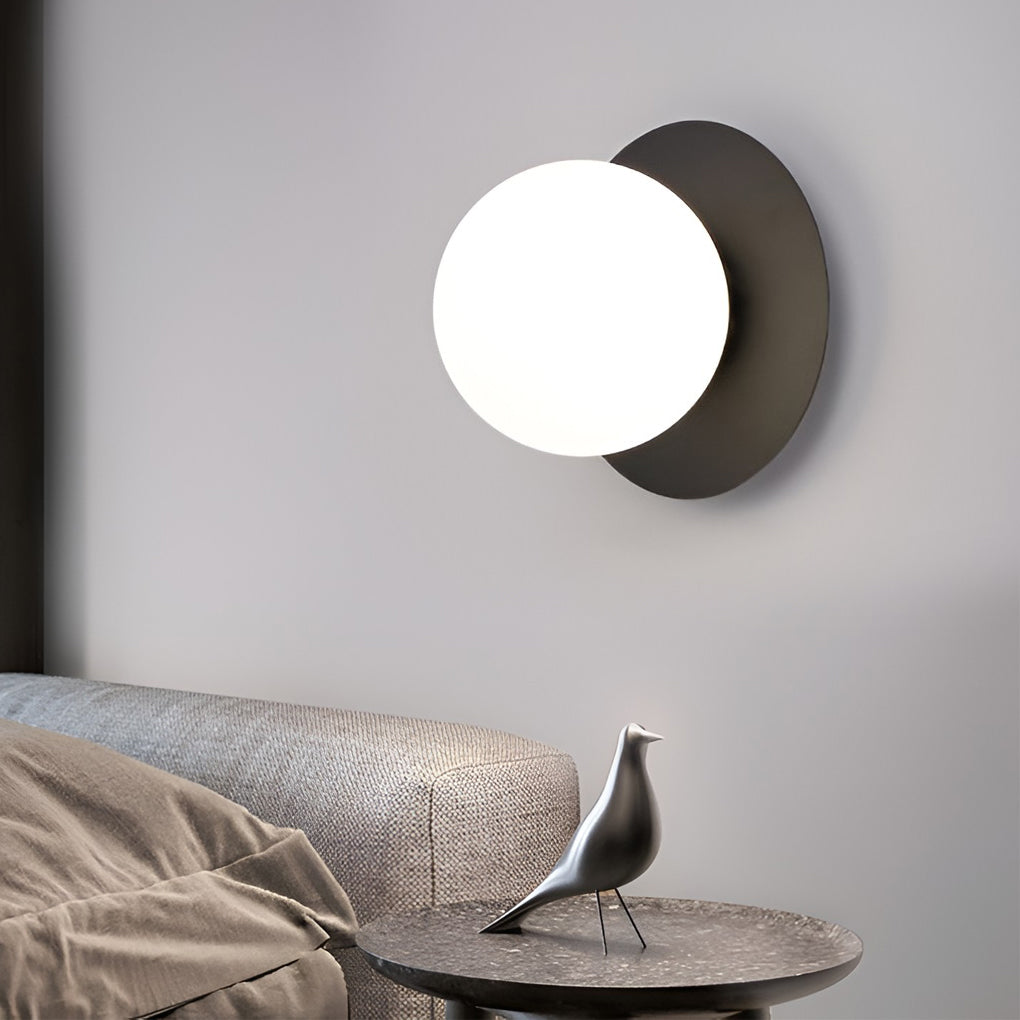 Modern 12w round wall sconces in glass — Cool White (6000K) / White / Brushed Gold