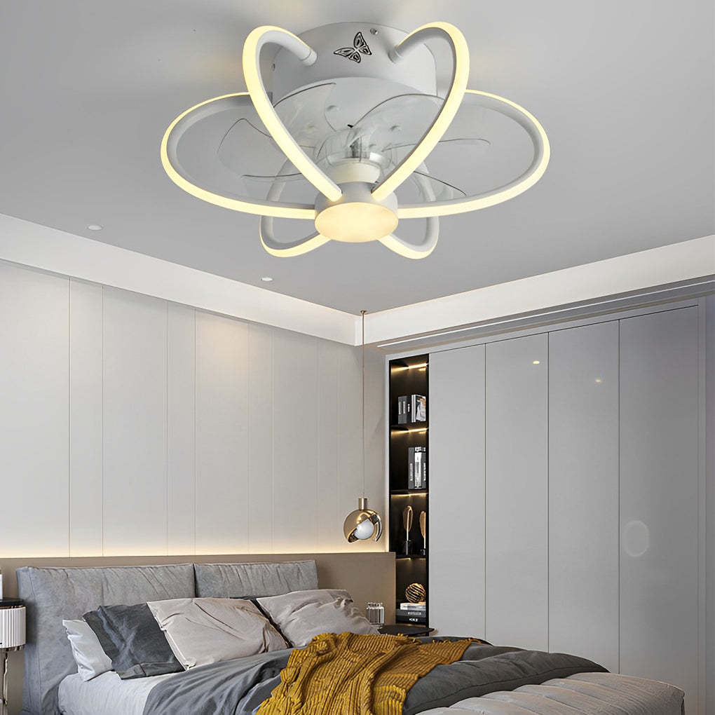 Flower intelligent synthetic ceiling fans for bedroom — Polished Chrome