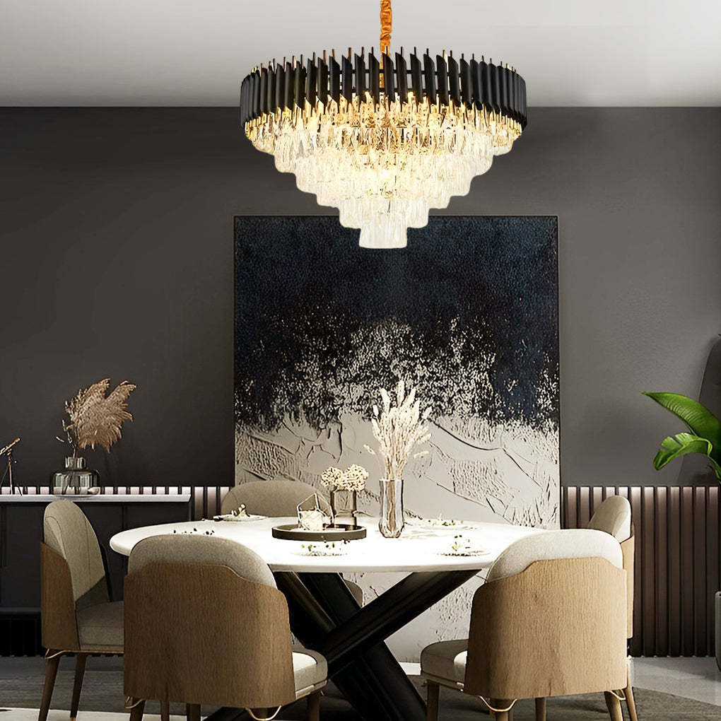 Lighom creative postmodern round black chandeliers — 15.7" Dia / Matte Black