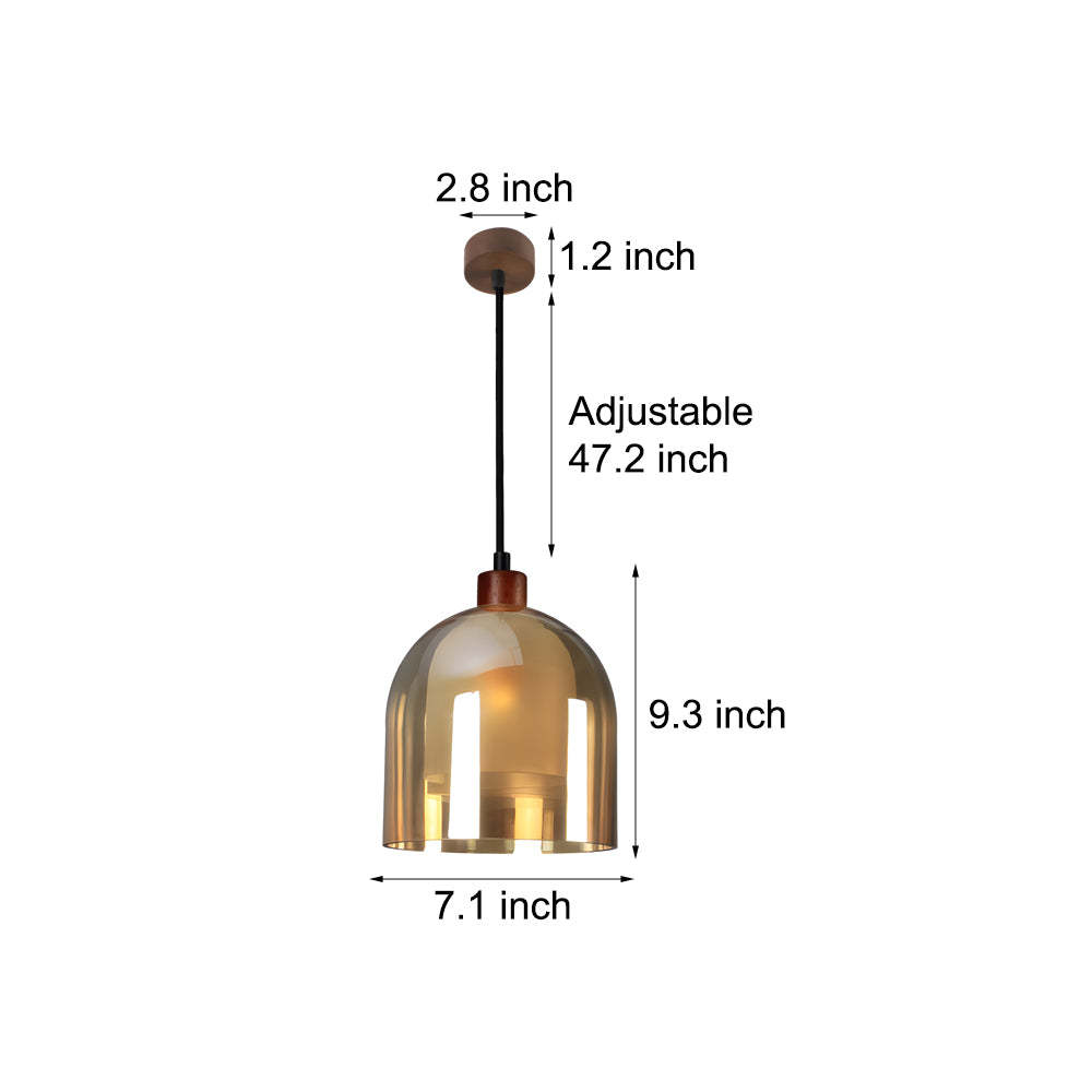 Double Glass Wood Brown Nordic Pendant Light