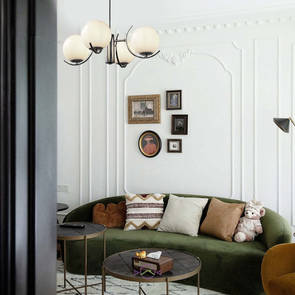 4/5-Light Glass Globe Iron Nordic Chandelier