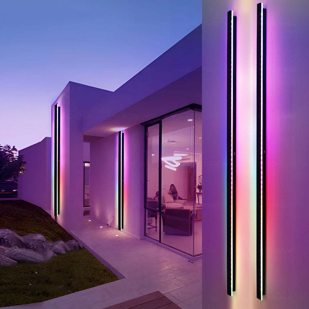 Black Long Strip Sconce Light Wall Lights Outdoor LED Lighting-Lighom